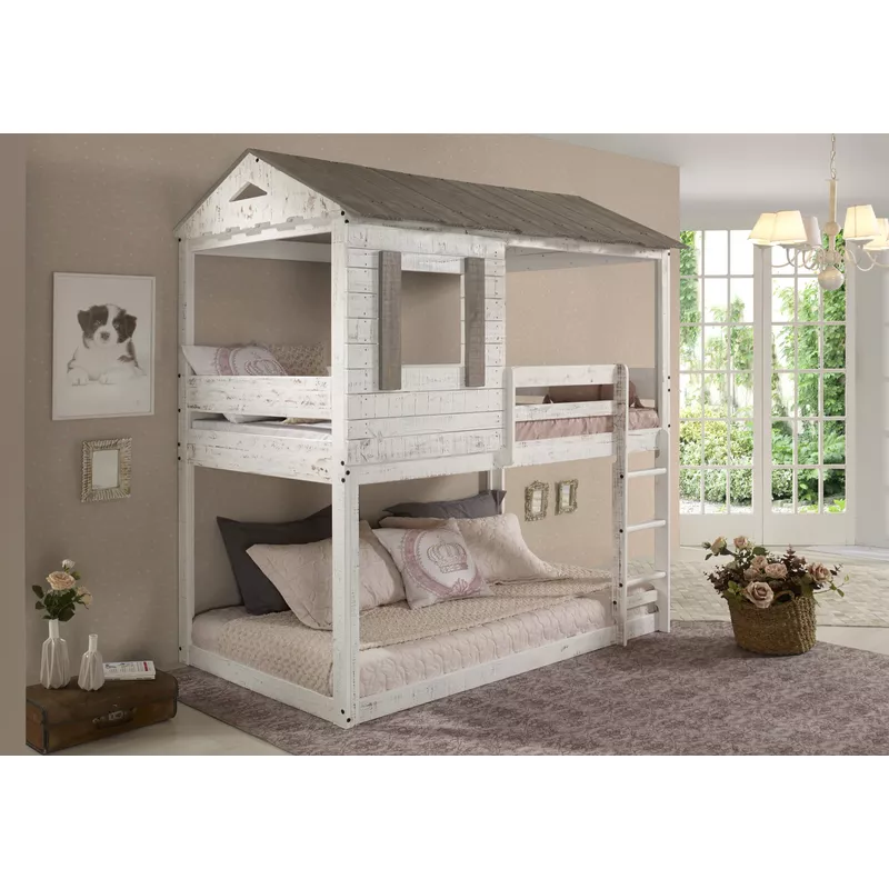 ACME Darlene Twin/Twin Bunk Bed, Rustic White