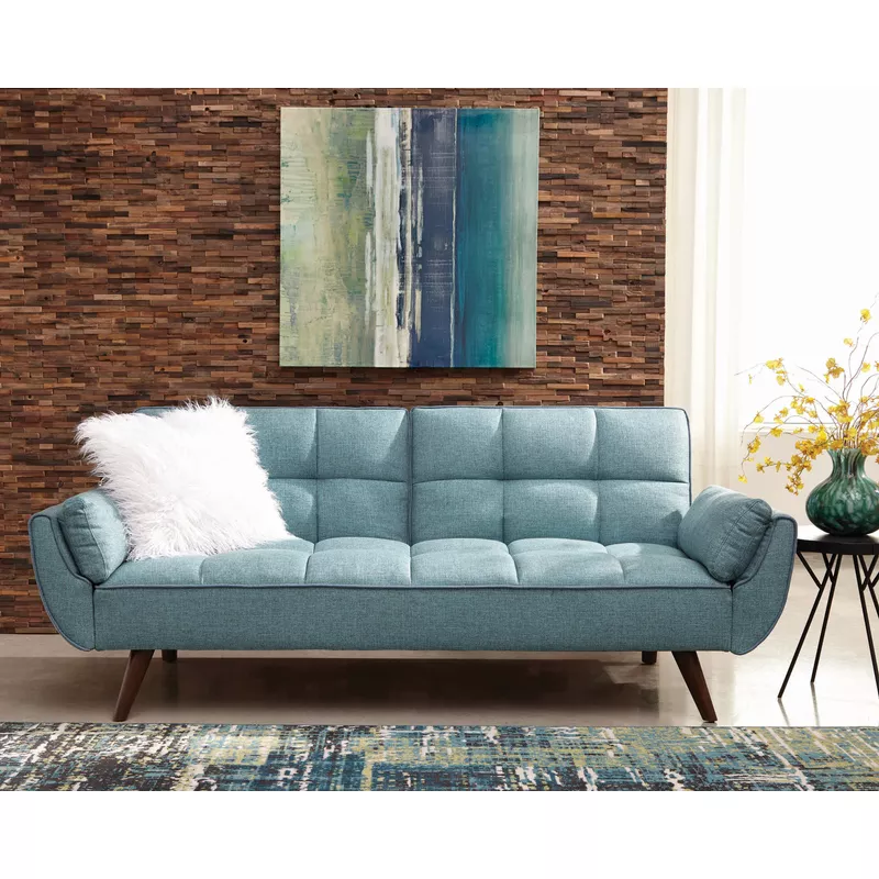 Caufield Biscuit-tufted Sofa Bed Turquoise Blue