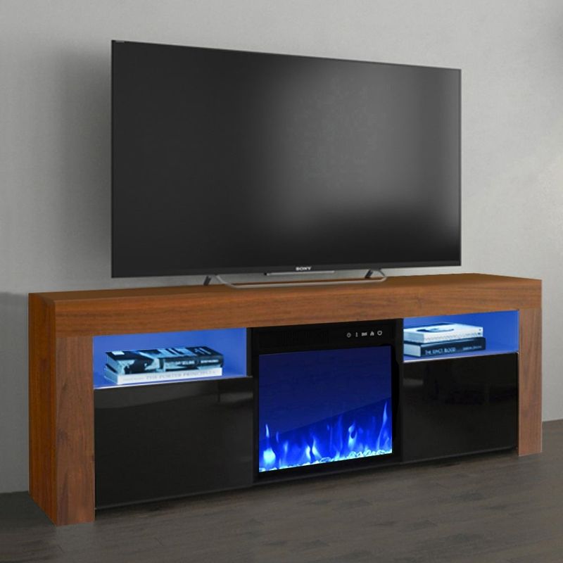 Copper Grove Qorasuv 58-inch Electric Fireplace TV Console - Walnut/Black