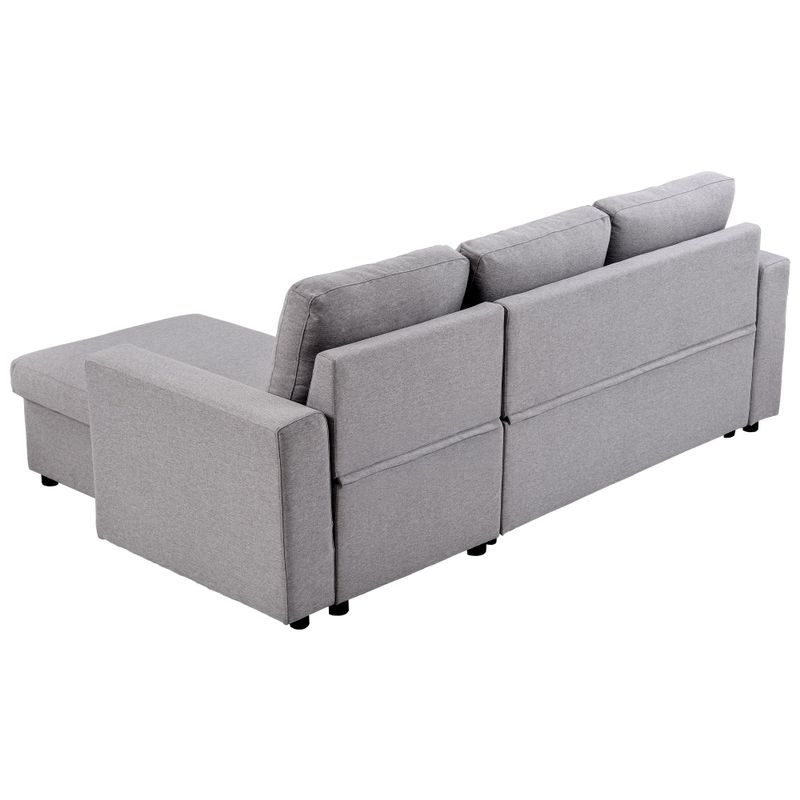 L-shaped Sectional Storage Sofa Bed with Pull-out Sleeper - Gray
