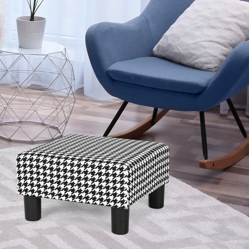 Adeco Small Square Footstool Ottoman Modern Fabric Footrest Stool - Teal