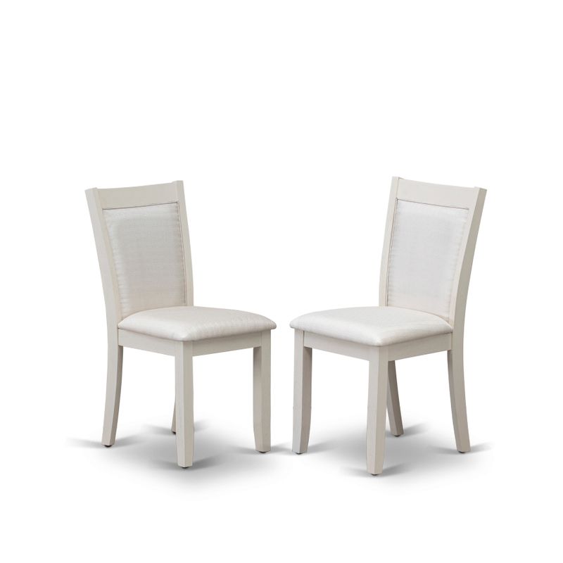 East West Furniture Dining Set with a Rectangle Table and Cream Finish Fabric Dining Chairs - Linen White Finish (Pieces Option) -...