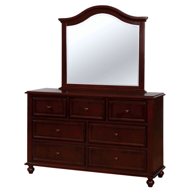 Furniture of America Dole Traditional 2-piece Dresser and Mirror Set - Dark Walnut