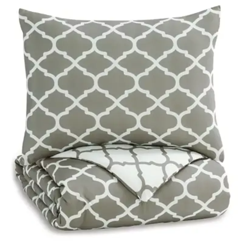 Gray/White Media Twin Comforter Set