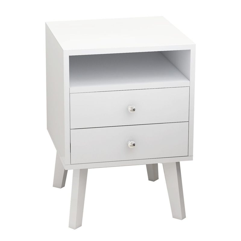 2-Drawer Nightstand with Open Shelves 15.75 in. D x 15.75 in. W x 22.6 in. H - Black