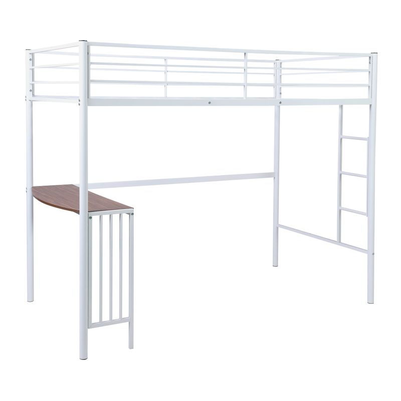 Nestfair Twin Over Full Metal Bunk Bed with Desk and Ladder - Silver