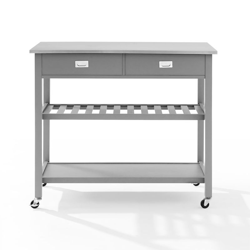 Chloe Stainless Steel Top Kitchen Island/Cart - 37"H x 42"W x 20"D - Kitchen Cart - Stainless Steel - Grey