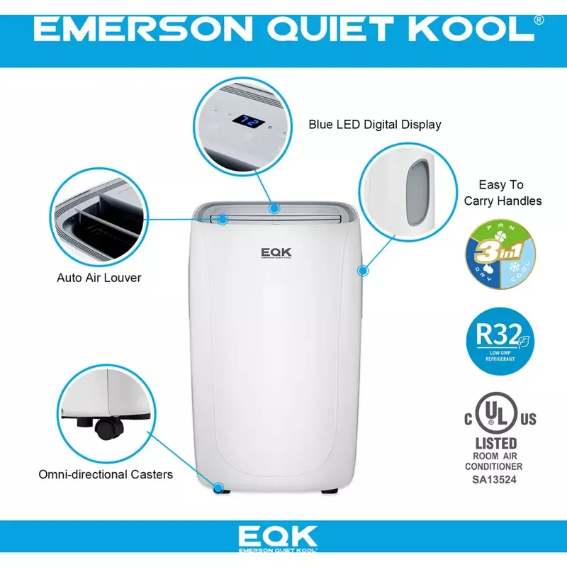 Emerson Quiet Kool - SMART Portable Air Conditioner with Remote, Wi-Fi, and Voice Control for Rooms up to 300-Sq. Ft.