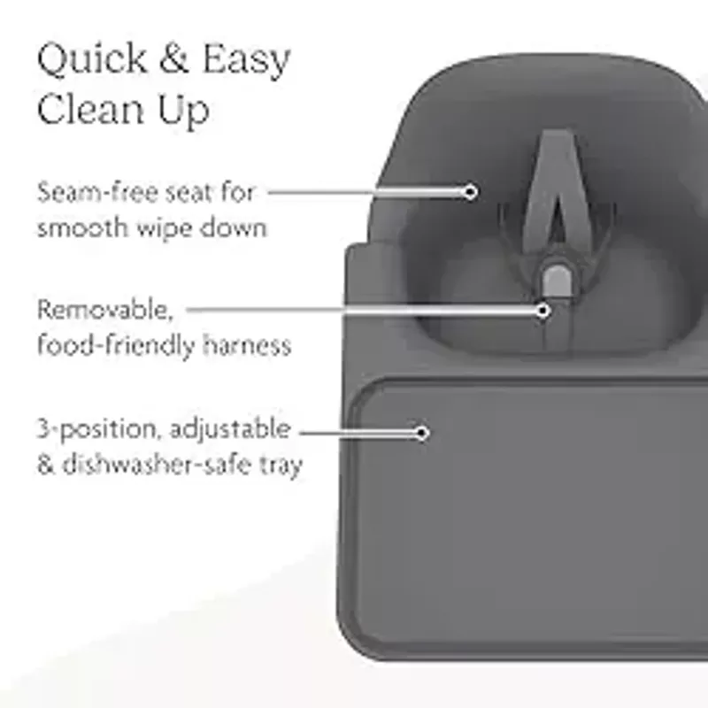 UPPAbaby Ciro High Chair/Sleek, Easy-to-Clean Design/Perfect-Fit Tray to Bring Baby to Table/Patent-Pending Harness/Dual-Position, 180-Degree Rotating Footrest/Jake (Charcoal/Rubberwood)
