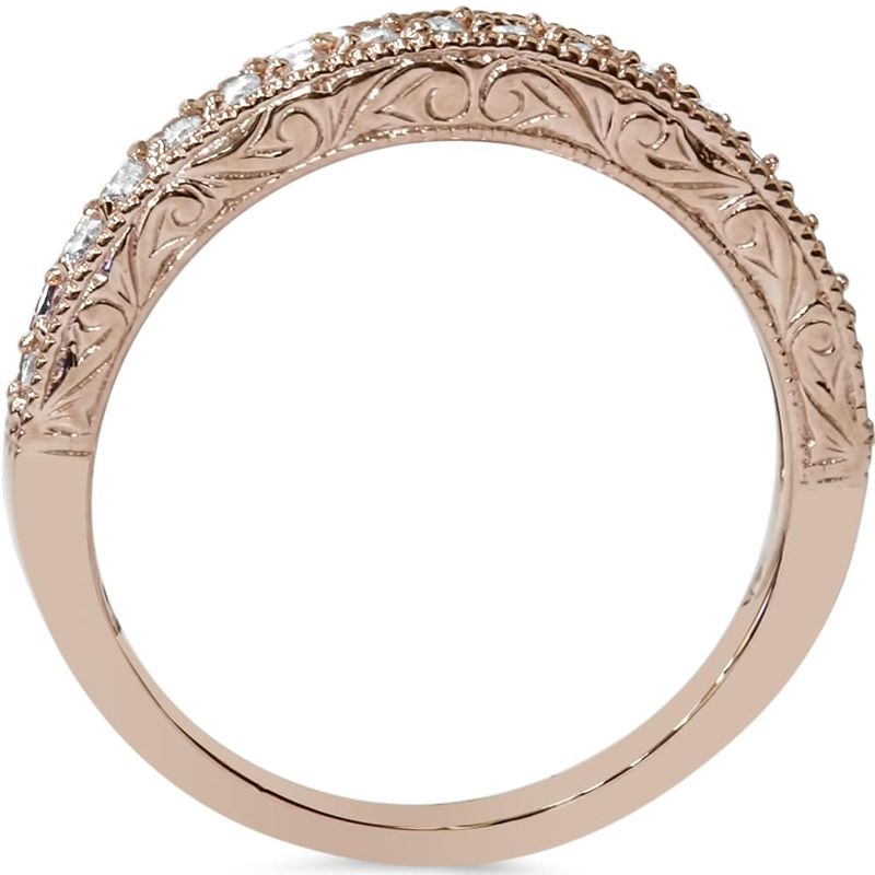 14k Rose Gold 1/2ct TDW Hand Engraved Vintage Style Diamond Band Ring - 6