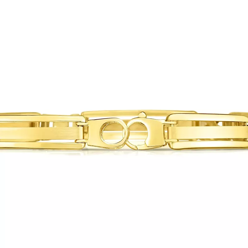 14k Two Tone Gold Men's Bracelet with Fancy Bar Links (8.25 Inch)