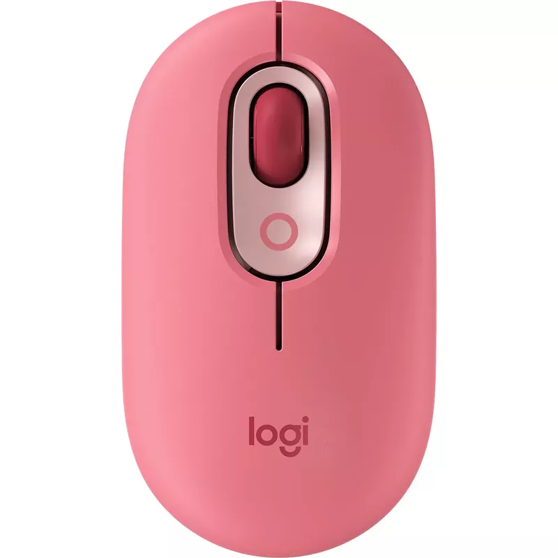 Logitech - POP Mouse Bluetooth Optical Ambidextrous Mouse with Customizable Emojis - Heartbreaker Rose