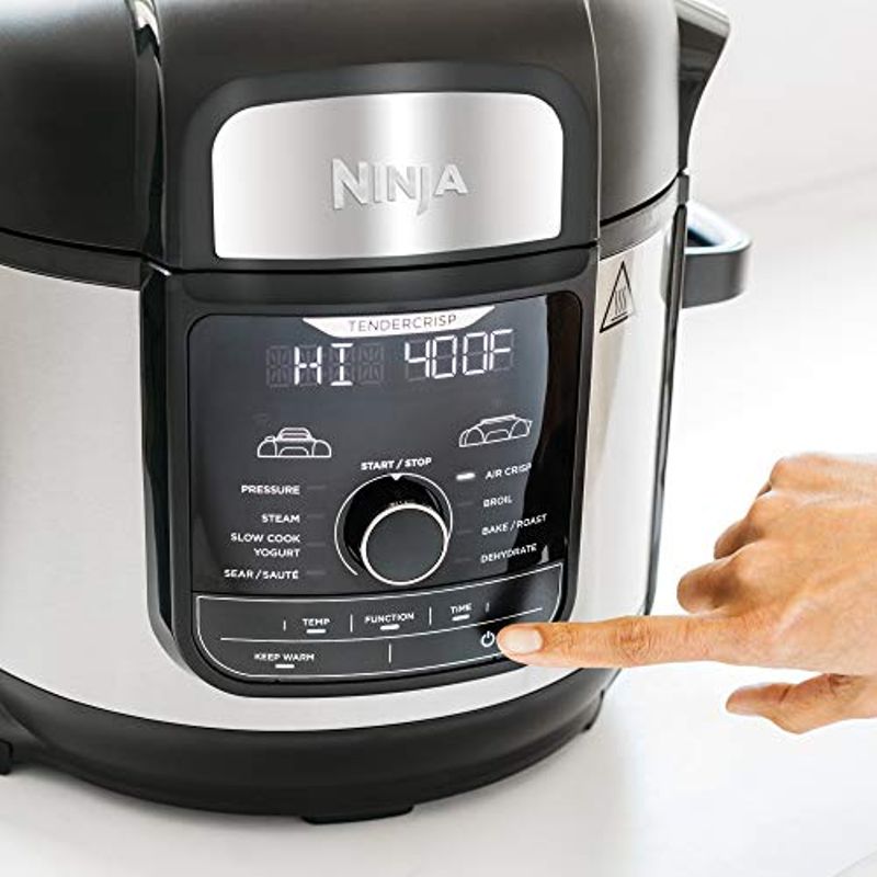 Ninja FD401 Foodi 8-qt. 9-in-1 Deluxe XL Cooker & Air Fryer-Stainless Steel Pressure Cooker, 8-Quart,