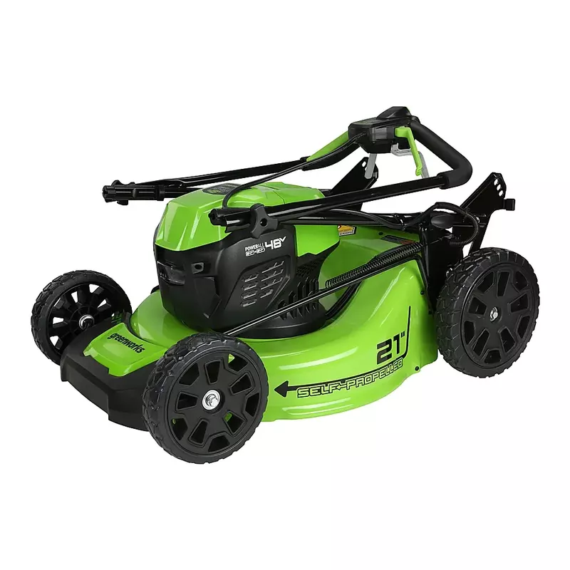 Greenworks - 48-Volt 21-Inch Self-Propelled Lawn Mower (2 x 5.0Ah Batteries and 1 x Charger) - Green