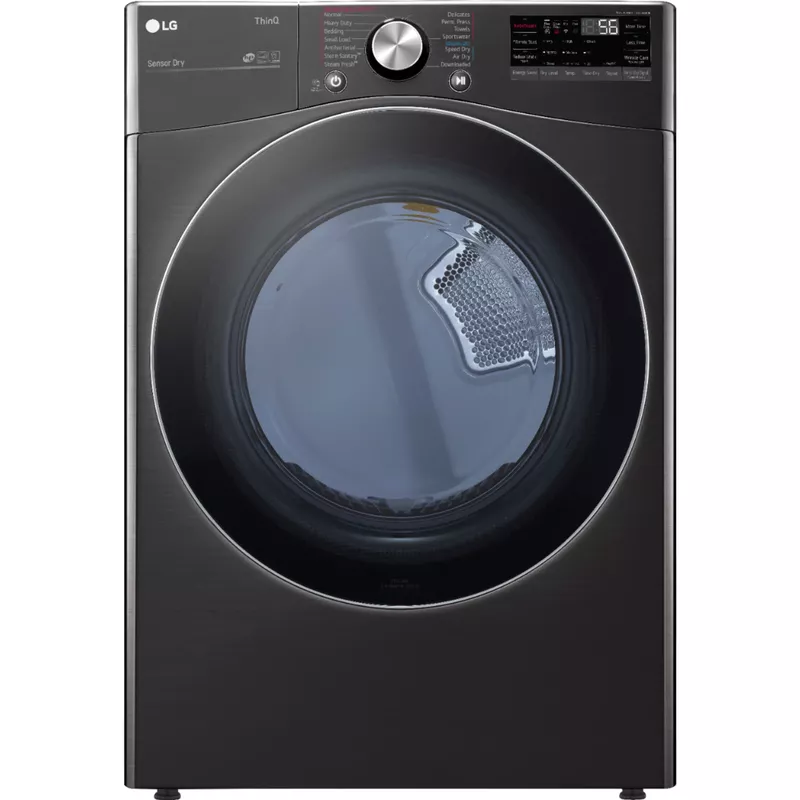 LG 7.4-Cu. Ft. Front Load Electric Dryer with TurboSteam and Built-In Intelligence, Black Steel