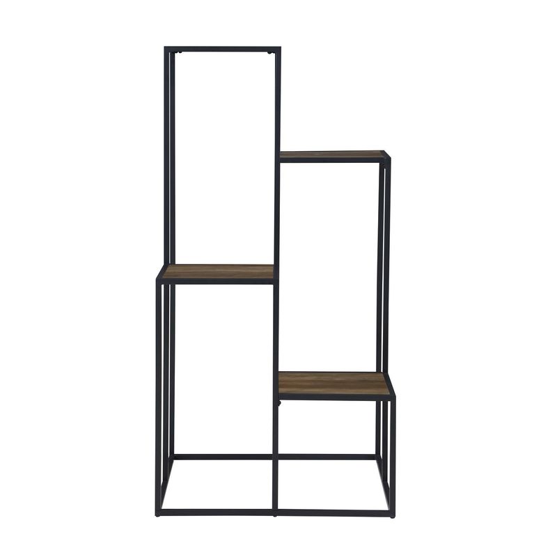 4-Tier Display Shelf in Black and Rustic Brown - Rustic Brown and Dark Grey