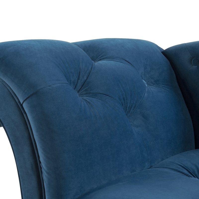 Samuel 66" Velvet Upholstered Button Tufted Chaise Lounge - Navy Blue Velvet