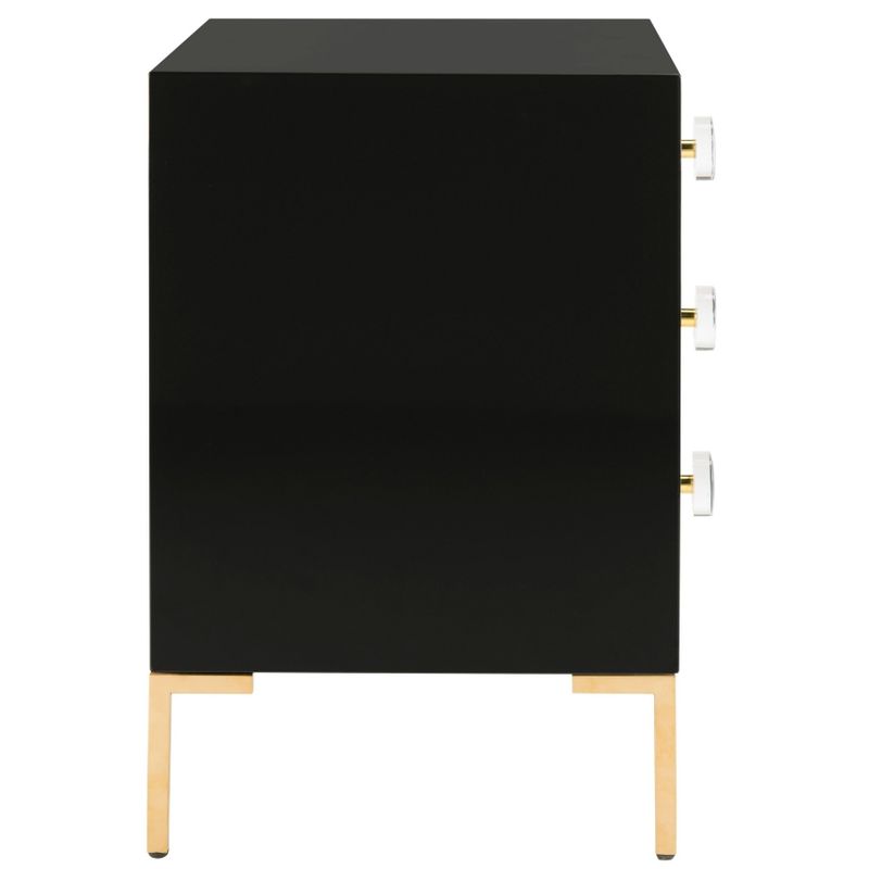 Safavieh Couture Lucian 3-Drawer Side Table- Black / Brass - 24 in w x 18 in d x 28 in h