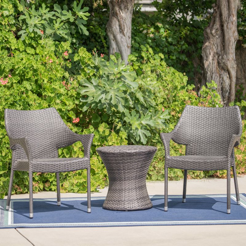 3-piece Outdoor Wicker Chat Set with Cushions by Christopher Knight Home - Malta 3-piece Chat Set