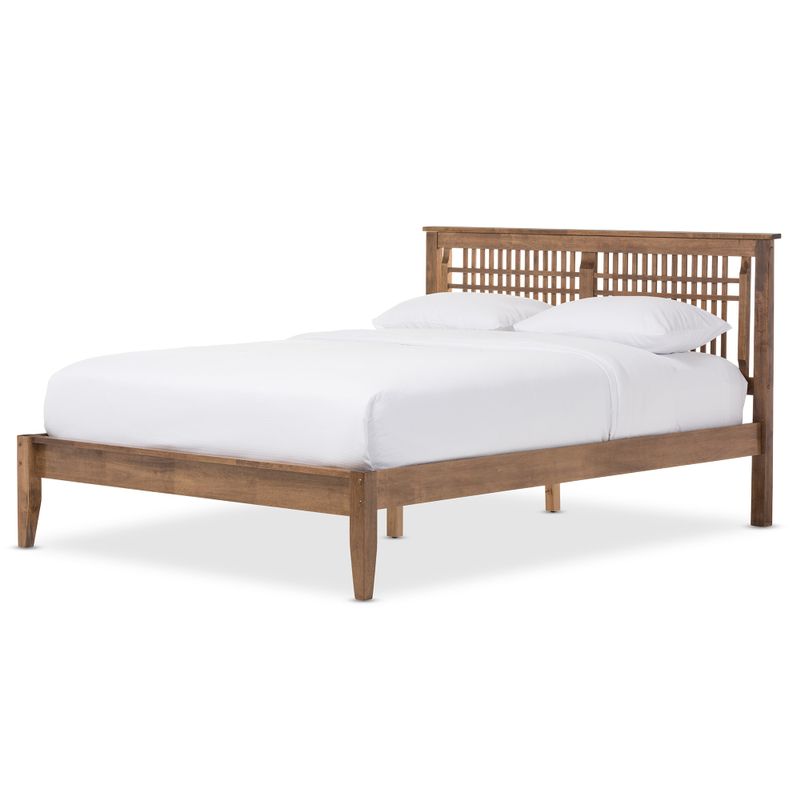 Contemporary Wood Platform Bed by Baxton Studio - King Size Bed-Walnut Brown