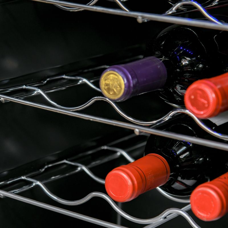HOMCOM Wine Cooler with 18 Bottle Capacity, Mini Beverage Fridge with Digital Temperature Control and Alarm Function, Black - Black