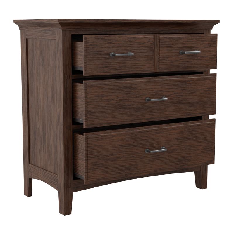 Modern Mission King Bedroom Set with 2 Nightstands, 1 Chest and 1 Vanity with Bench - Vintage Oak - King - 6 Piece