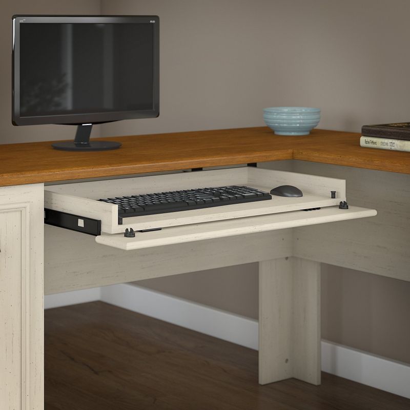 Copper Grove Khashuri L-shaped Desk/Hutch/Cabinets/Bookcase - Shiplap Gray/Pure White