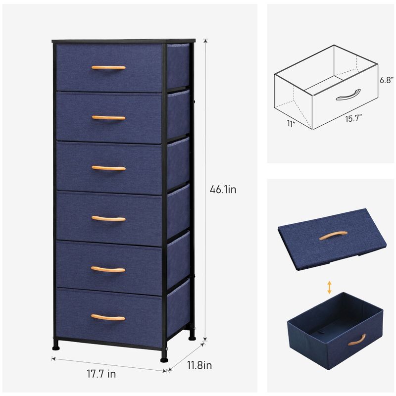 Pellebant 6 Drawers Vertical Storage Tower - Blue - 6-drawer