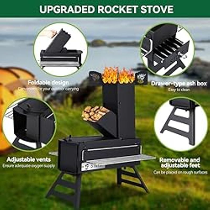 Gaomon Rocket Stove for Camping,Portable Camping Stove for Cooking Wood Burning,Collapsible Backpacking Wood Stove,Minute Man Rocket Camp...