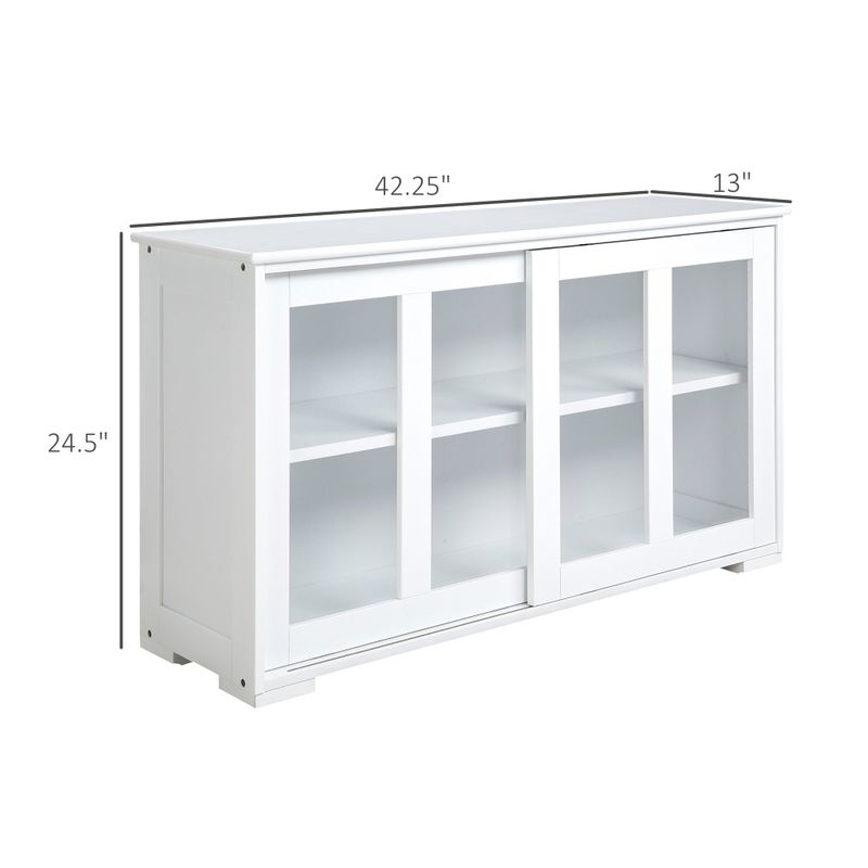 HOMCOM Modern Kitchen Sideboard, Stackable Storage Cabinet, Sliding Glass Door Console, Cupboard Serving Buffet for Kitchen - Black