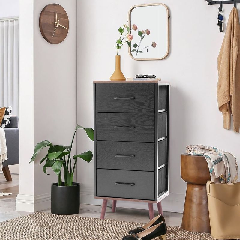 Black Manufactured Wood 4-Drawer Accent Chest - 4-drawer