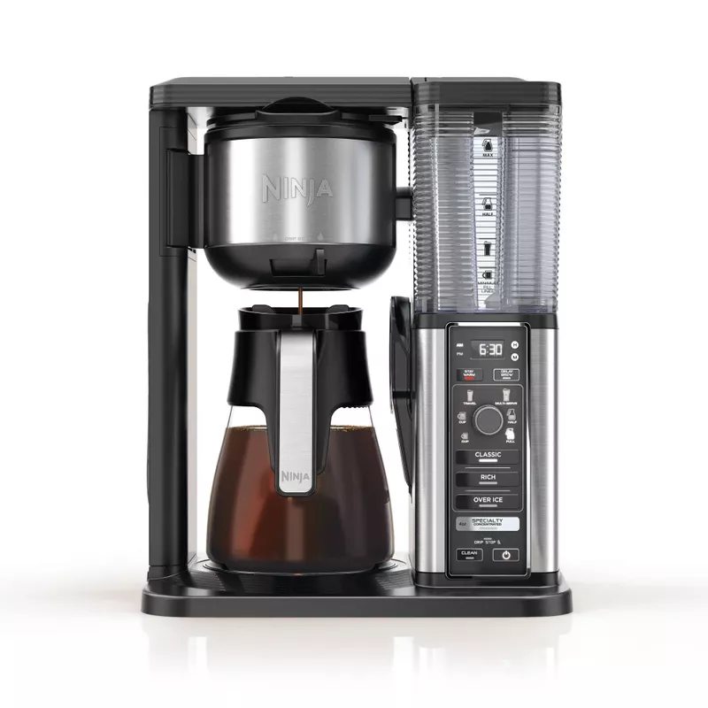 Ninja - 10-Cup Specialty Coffee Maker with Fold-Away Frother and Glass Carafe CM401 - Black/Stainless Steel