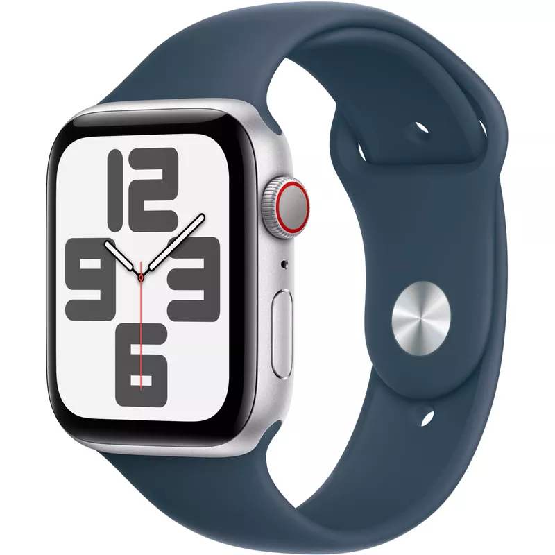 Apple Watch Se Gps & Cellular 44mm Silver Aluminum Case With M/l Storm Blue Sport Band (2023)