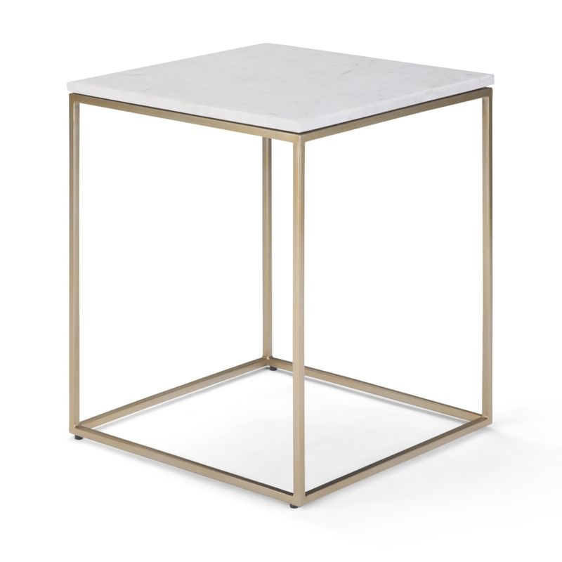WYNDENHALL Holmes Accent Table - 18" W x 18" D x 23" H - Square - Includes Hardware - Base - Stained/Metal Finish - Glam - Metal - Marble...