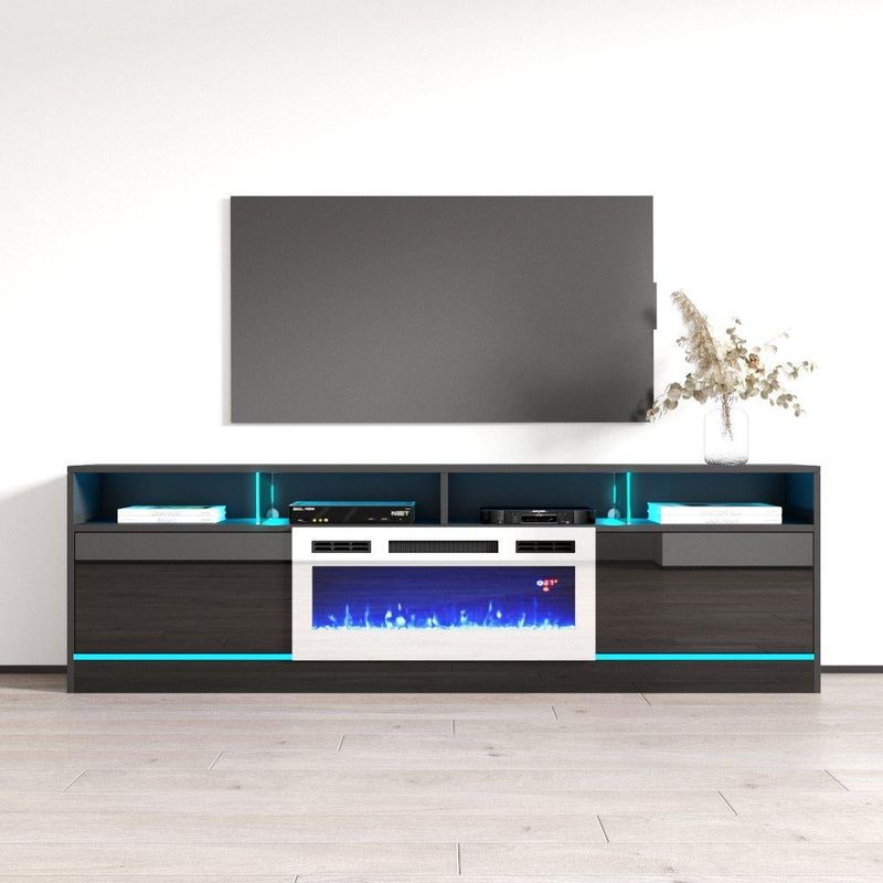 Disparo WH-05 Electric Fireplace 79" TV Stand - White