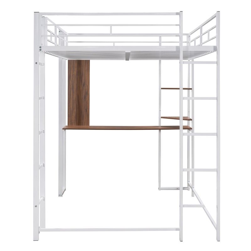 Merax Metal Full Size Loft Bed with Desk - Black