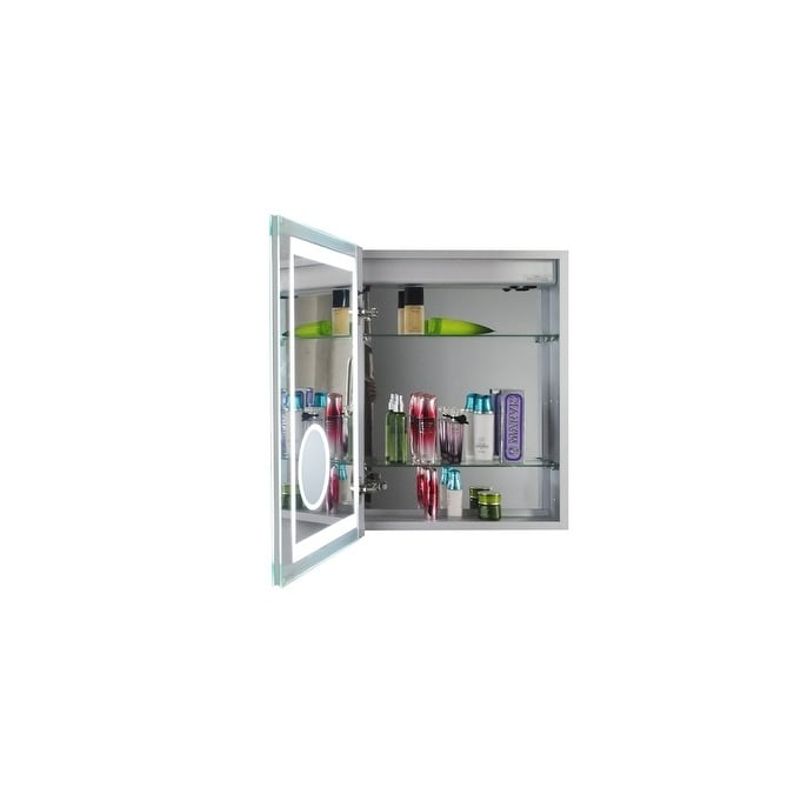 Innoci-USA Thalia LED Recessed Lighted Medicine Cabinet For Vanity Featuring Built-In Cosmetic Mirror 20" x 26" Left Hinge