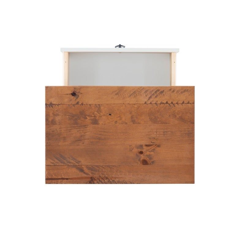 Merrin Rustic Oak Solid Wood Nightstand - 1-drawer - White/Brown