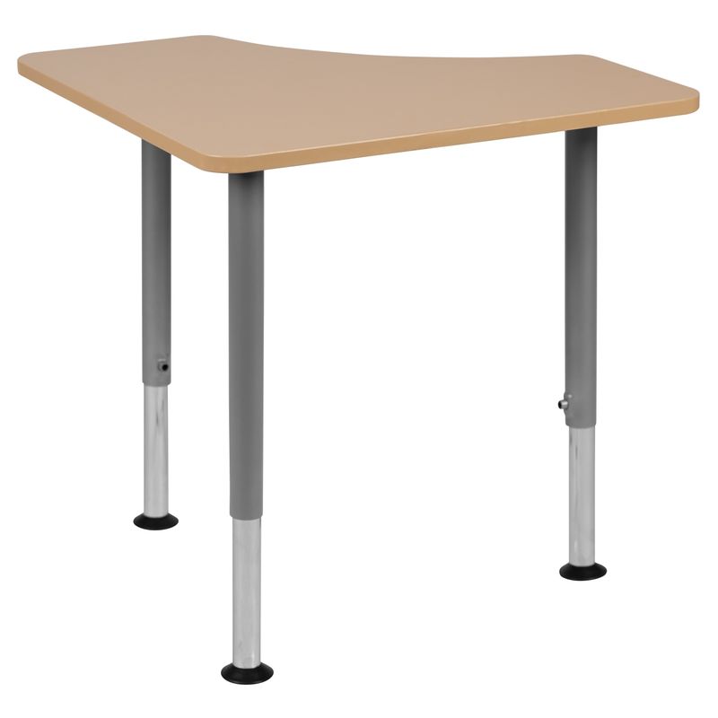Triangular Collaborative Adjustable Student Desk - Home and Classroom - Natural