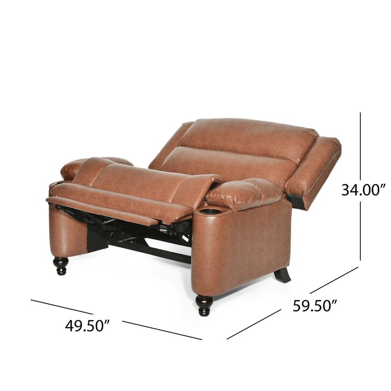 Leet  Faux Leather Oversized Pushback Recliner by Christopher Knight Home - Espresso/ Cognac Brown