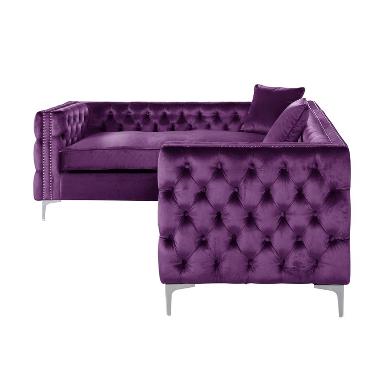 Chic Home Susan Elegant Velvet Deeply Tufted Left-facing Sectional Sofa - Navy