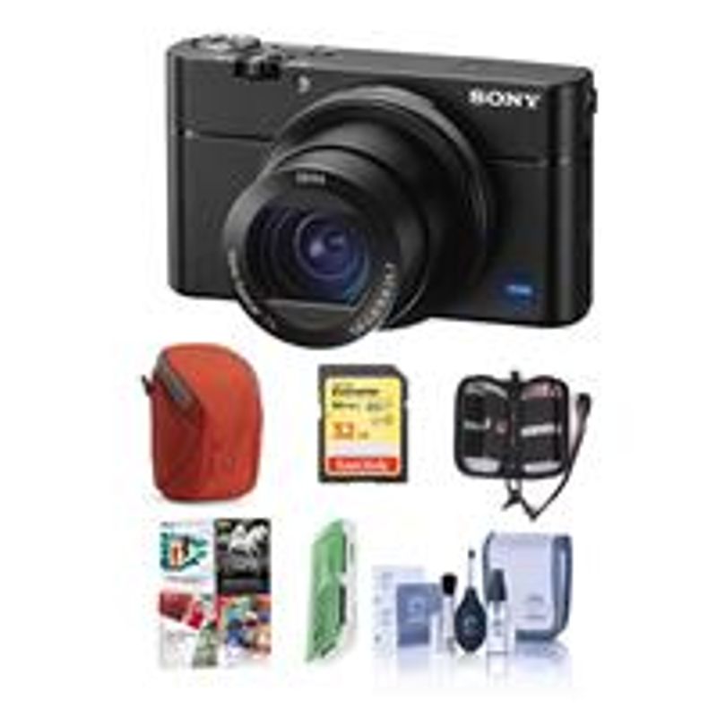 Sony Cyber-shot DSC-RX100 VA Digital Camera, Black - Bundle With 32GB SDHC U3 Card, Camera Case, Cleaning Kit, Memory Wallet, Card...