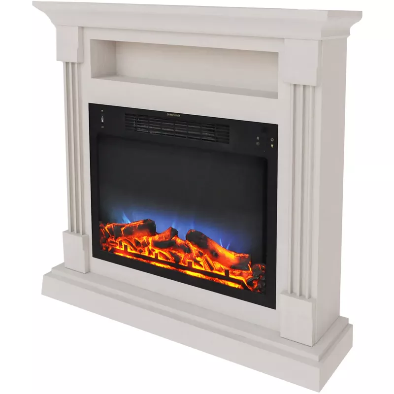 Sienna 34-In. Electric Fireplace w/ Multi-Color LED Insert and White Mantel