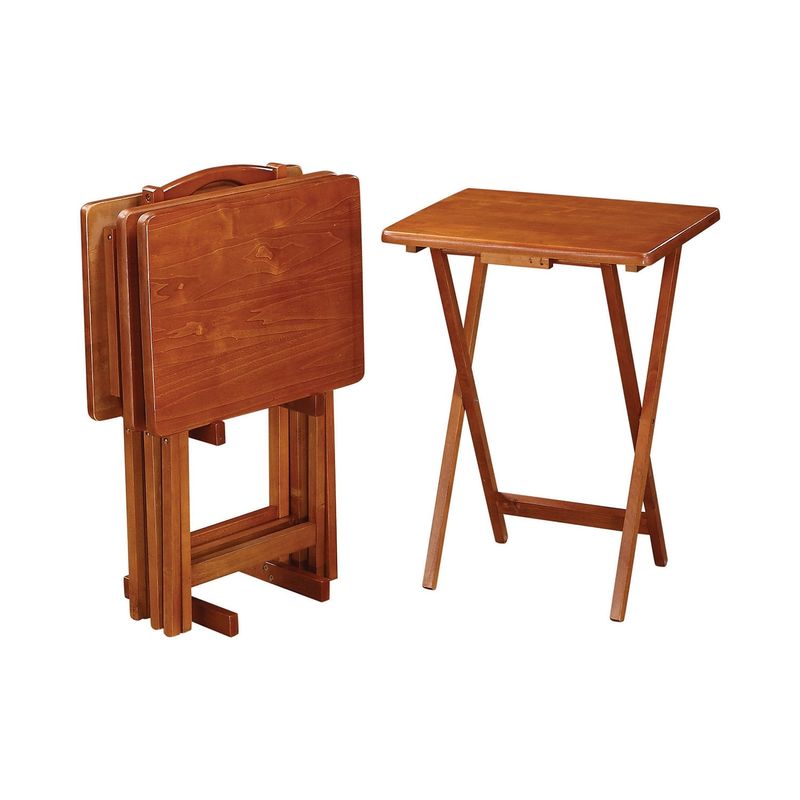Oak Finish Solid Wood TV Dinner Accent Table - Brown - Wood
