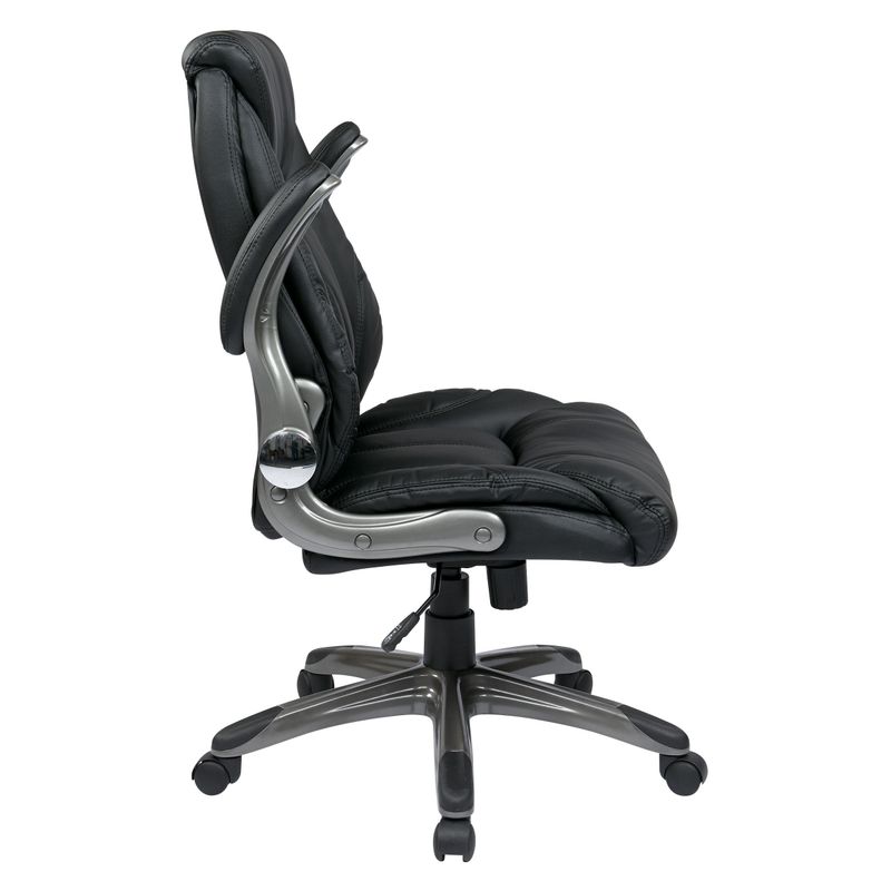 Faux Leather Mid-Back Office Chair - Black