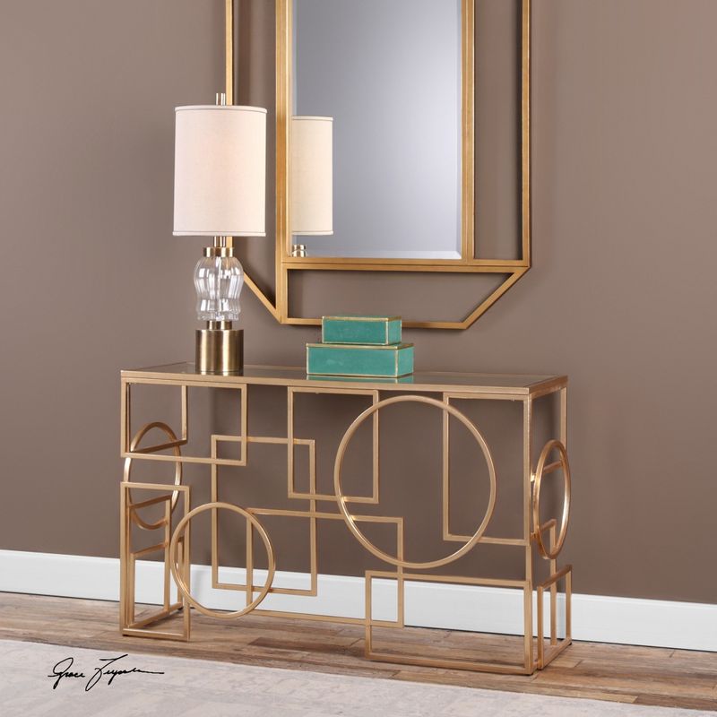 Uttermost Metria Lightly Antiqued Gold Leaf Console Table