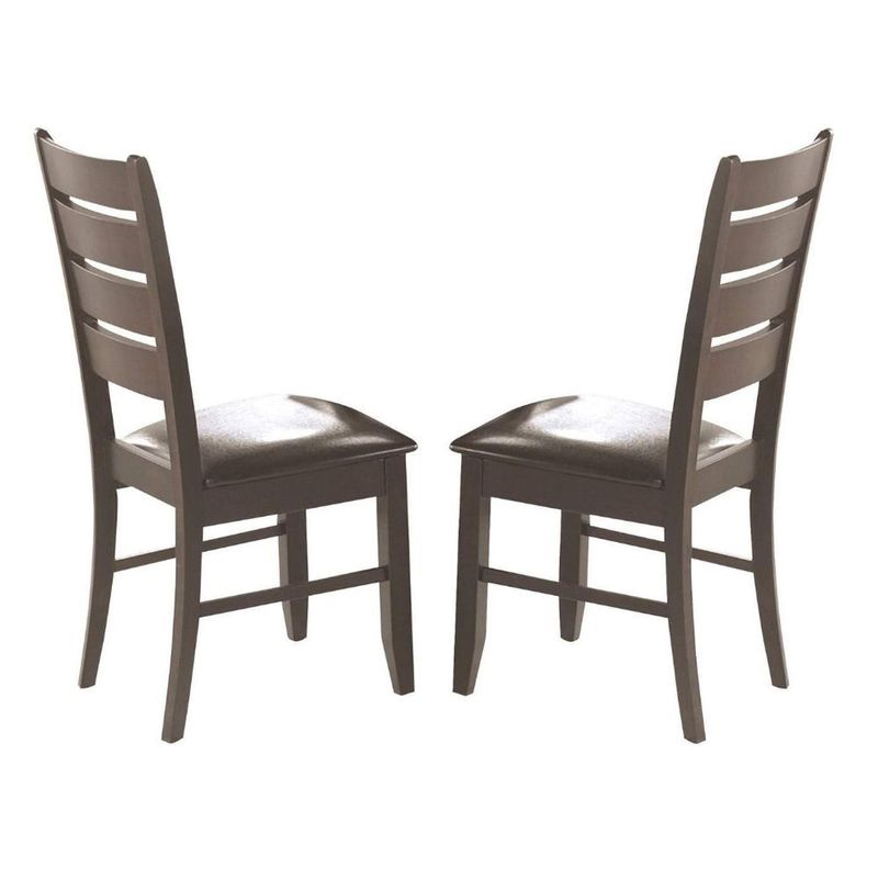 Set of 2 Slat Back Side Chairs in Cappuccino and Black - Set of 2 - Black and Cappuccino - Dining Height