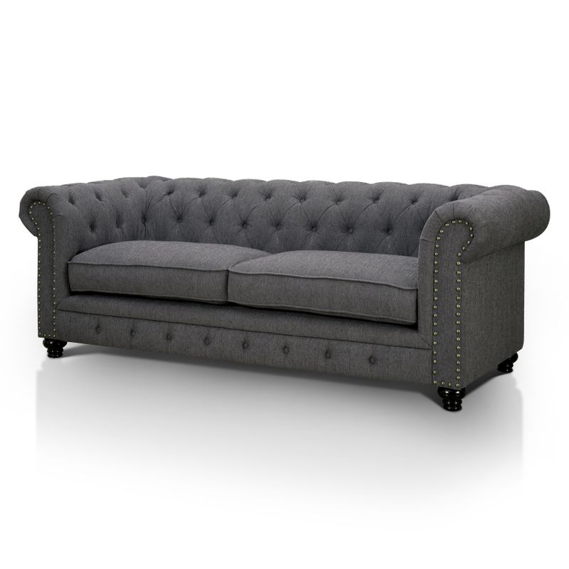 Furniture of America Staffers Traditional Deep Tufted Tuxedo Style Sofa - Dark Teal Fabric