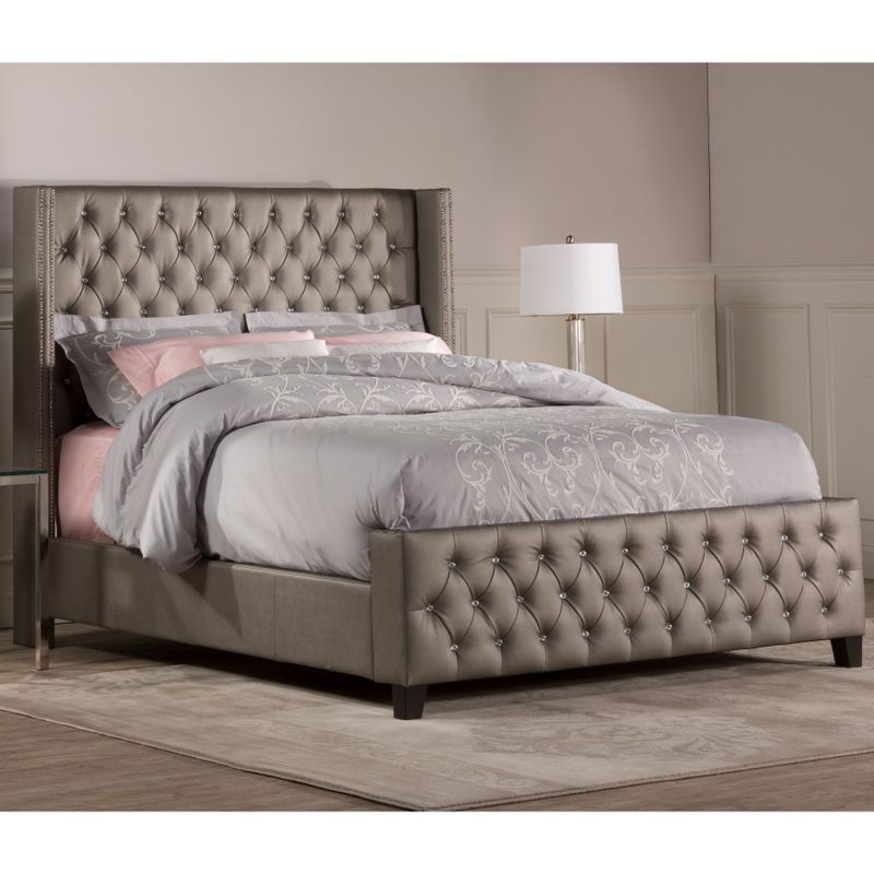 Hillsdale Memphis Silver Faux Leather King/Queen Bed Set - Queen