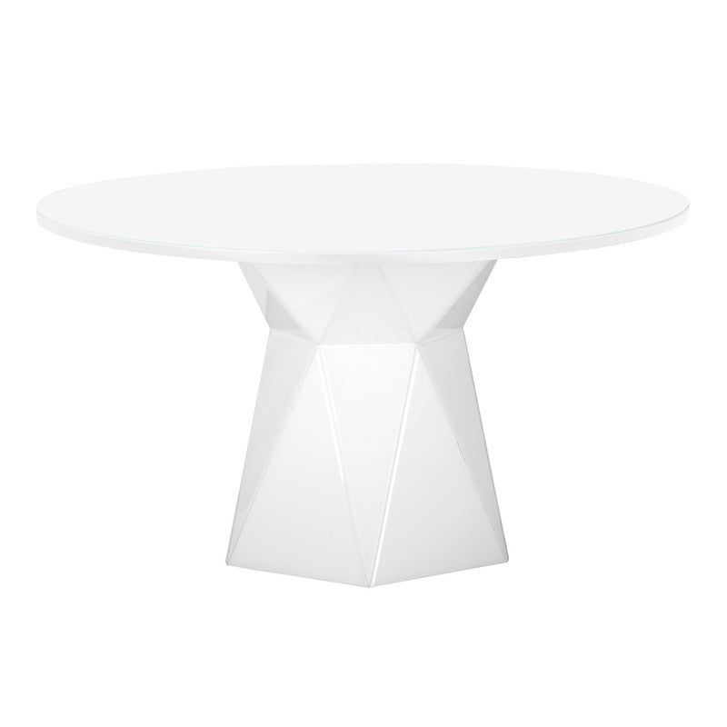 Iris Glass Dining Table - White